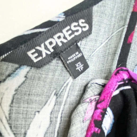 Express XS Floral Cold Shoulder Tank Dress Black Purple Blue Summer Vacation - Picture 7 of 9